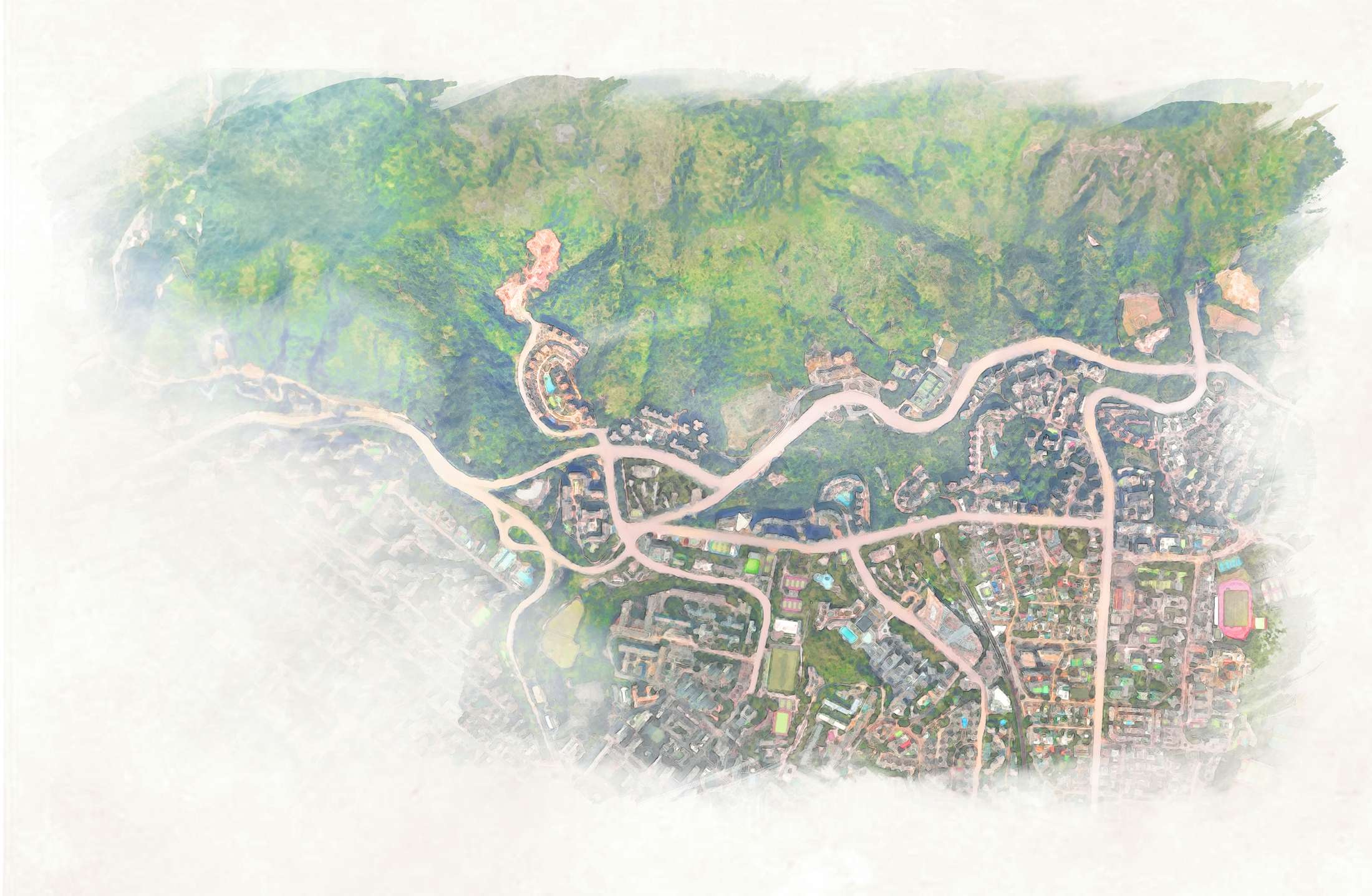 Beacon Peak 周邊山城水彩地圖